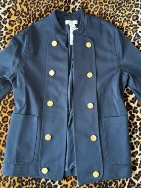 H&M Navy Button-Front Military Jacket with Gold Buttons